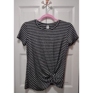 Old Navy striped front knot black/white top XS